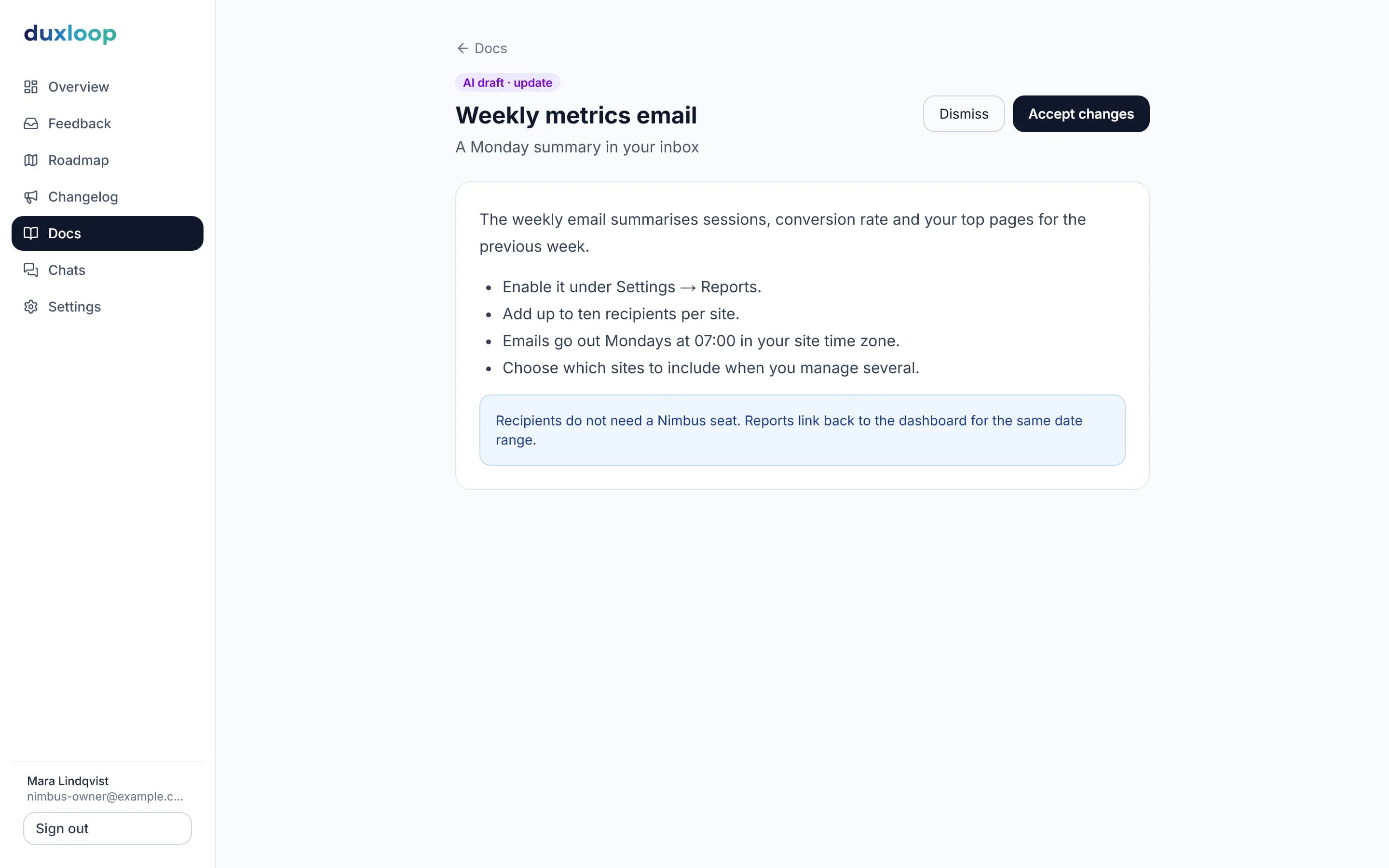 AI-drafted docs update from a changelog entry